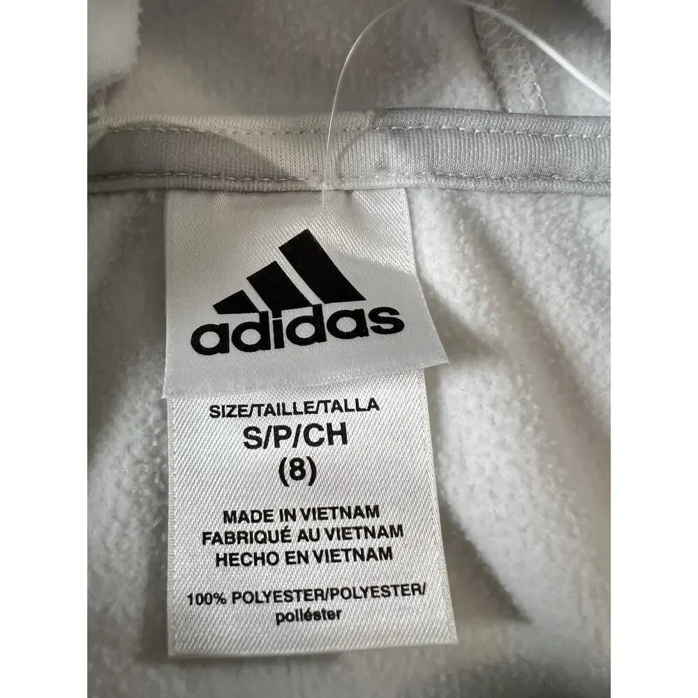 adidas Boys Size 8 Gray/White Camo Pullover Hoodie Polyester Logo Pockets